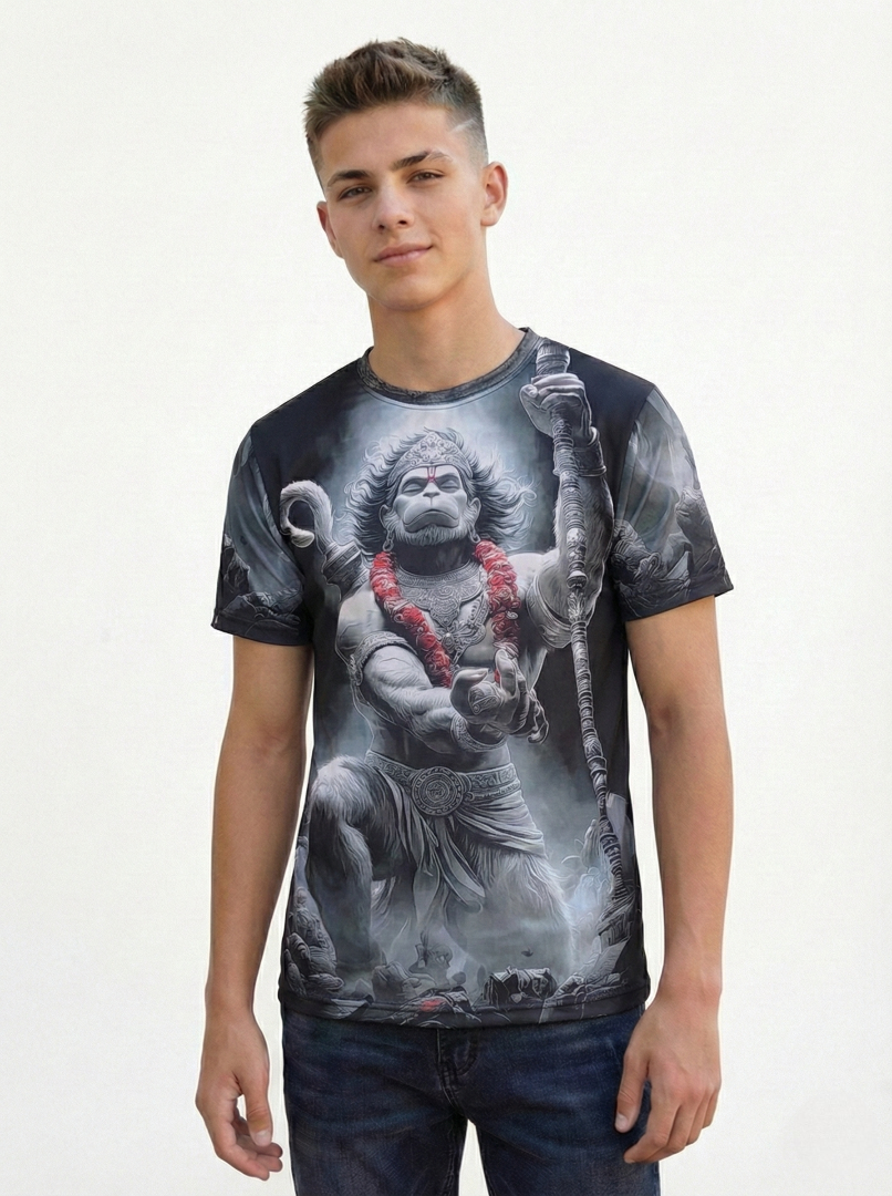 Almighty Immortal Lord Hanuman Graphic T-shirt For Men/Boy's