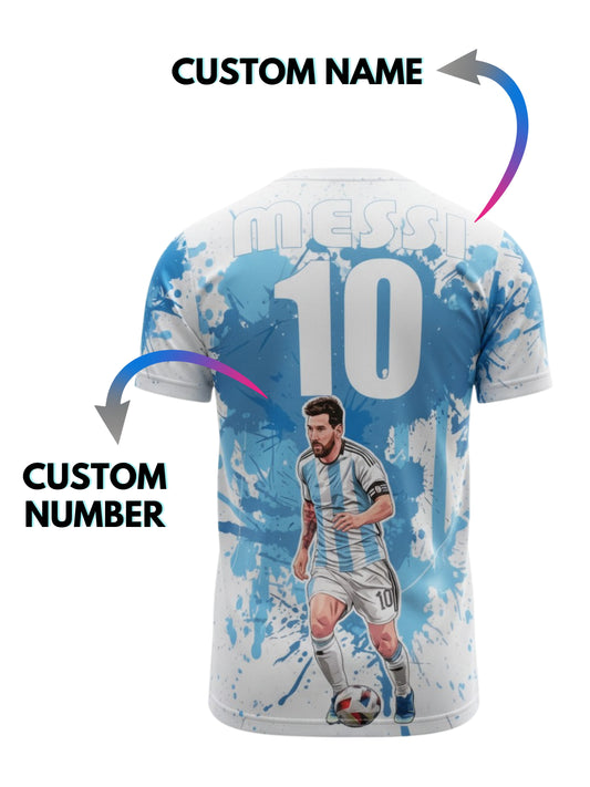 Vendsy Messi GOAT T-Shirt with Custom Name & Number – Men's Football Tee