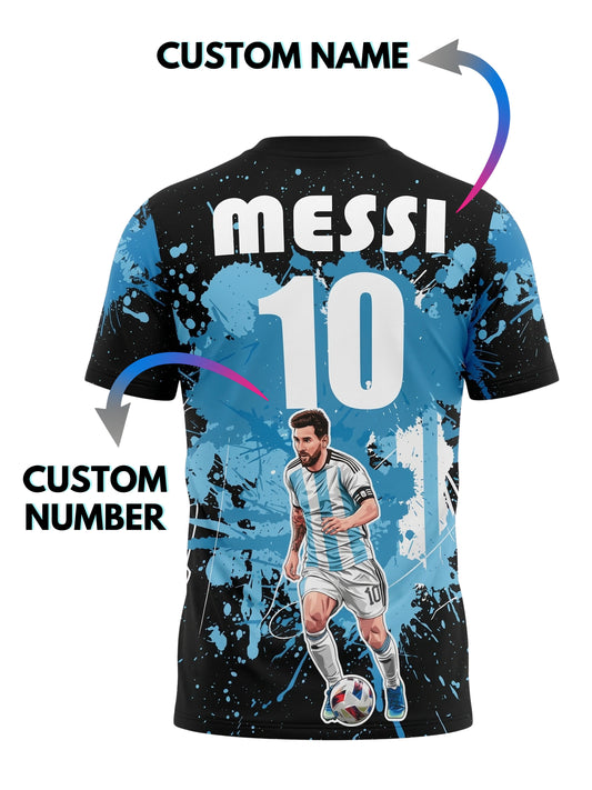 Vendsy Messi T-Shirt with Custom Name & Number – Multicolour Football Tee