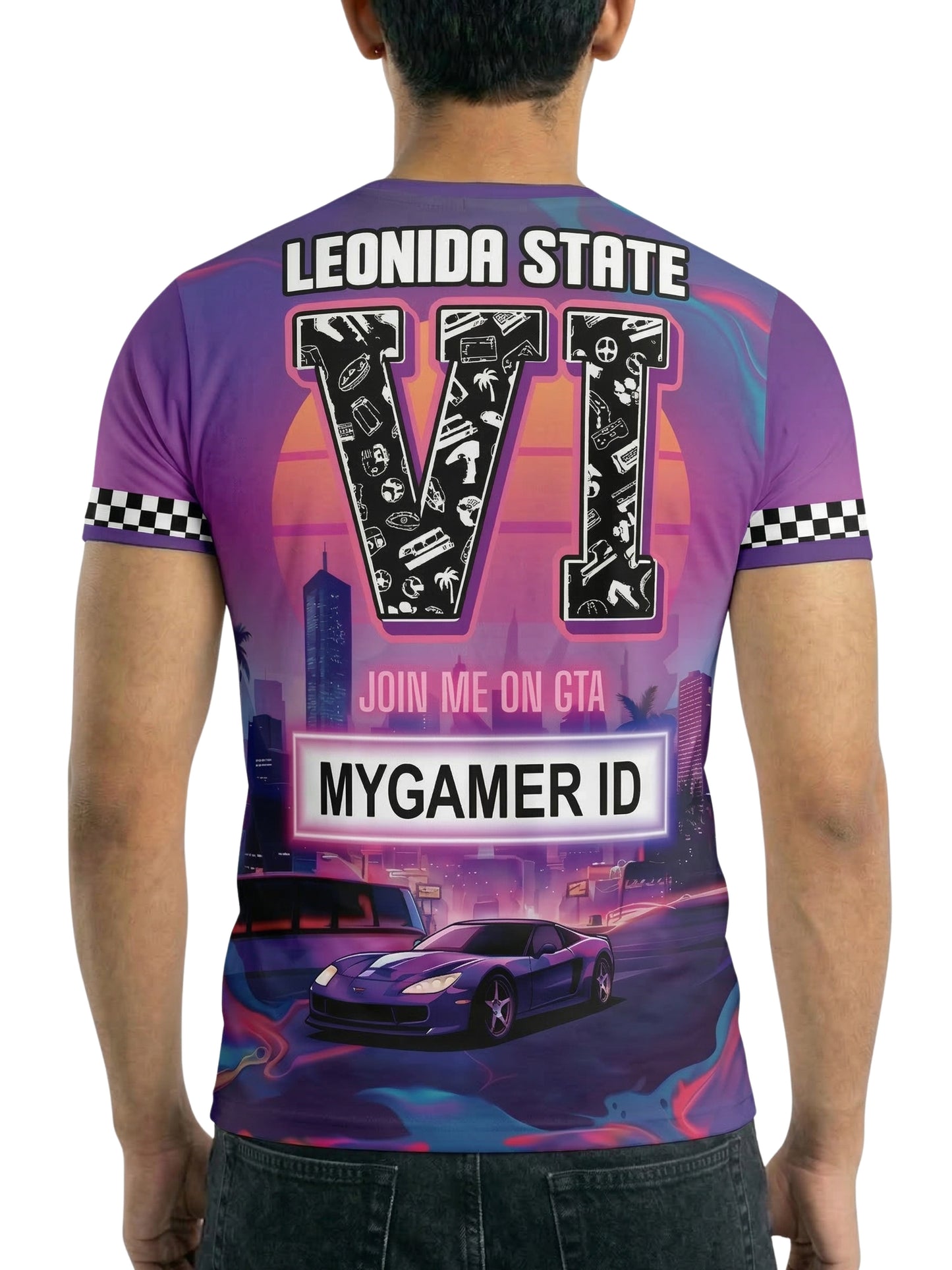 Vendsy GTA 6 T-Shirt with Custom Name – Multicolour Polyester Tee