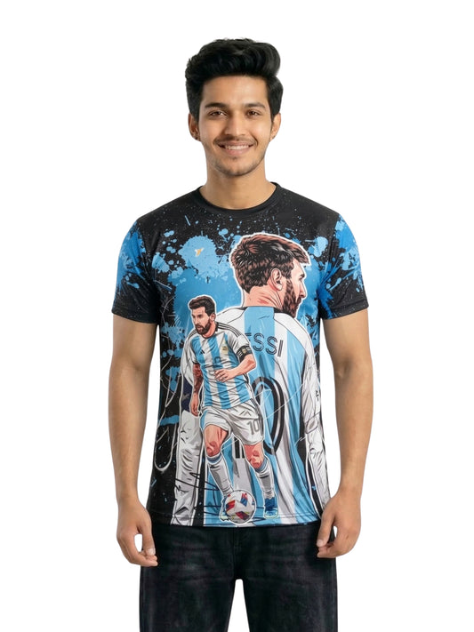 Vendsy Messi Graphic T-Shirt – Multicolour Football Fan Tee for Men