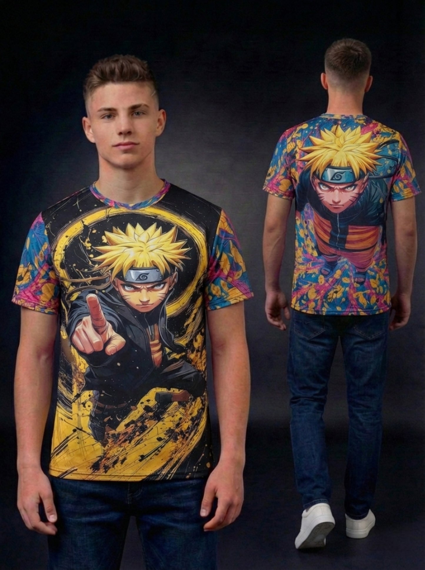 Anime Naruto Graphic Print T-Shirt For Men's/Boy's