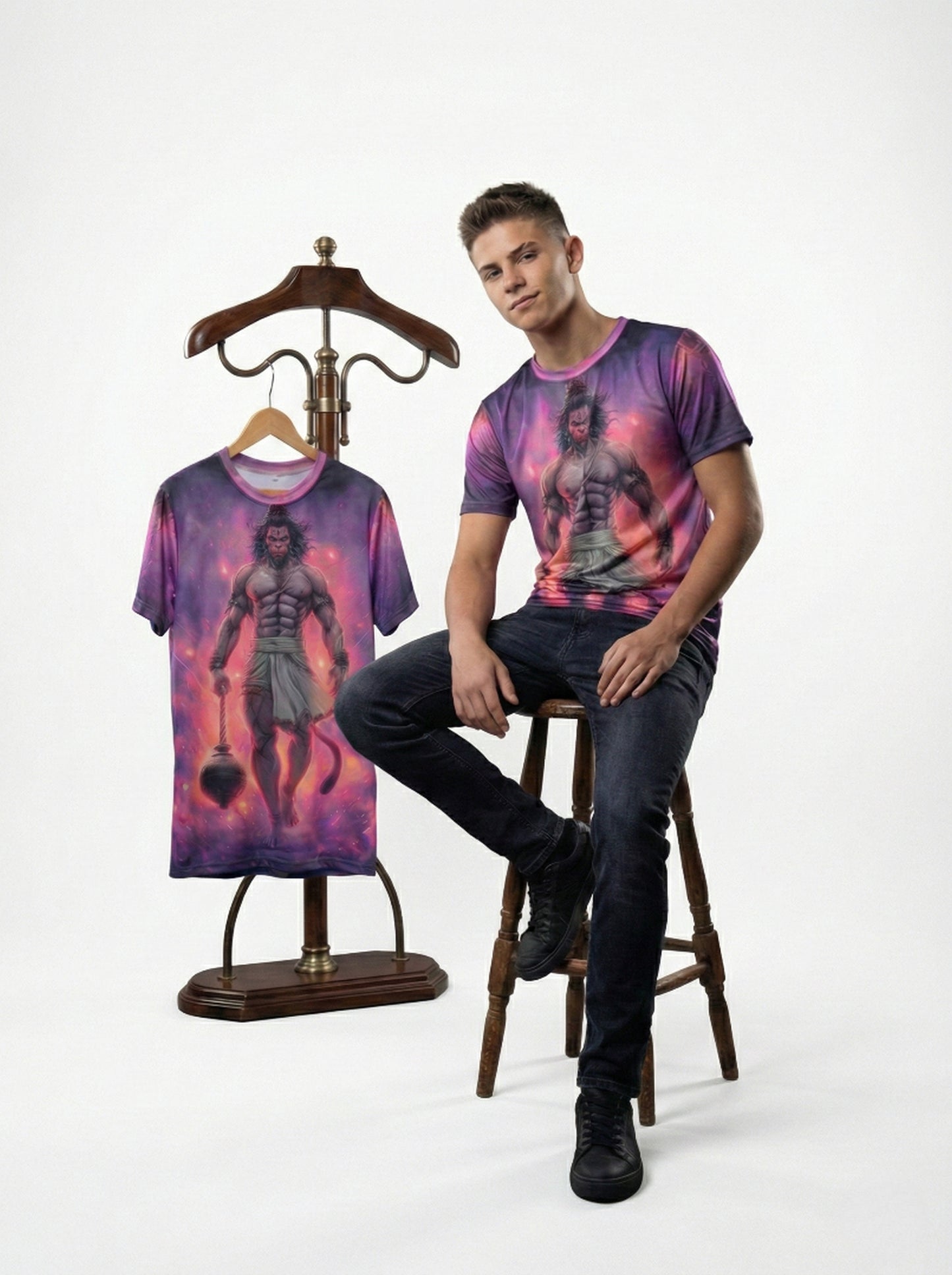 Almighty Immortal Lord Hanuman Graphic T-shirt For Men/Boy's