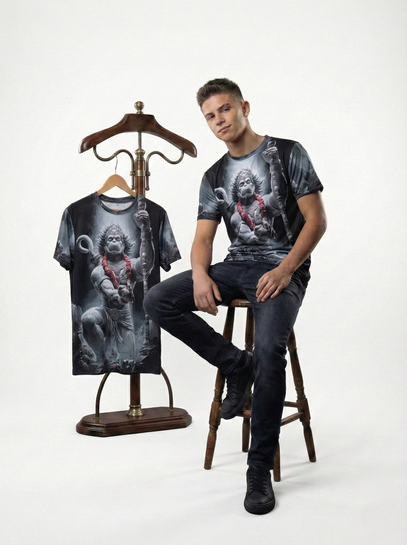 Almighty Immortal Lord Hanuman Graphic T-shirt For Men/Boy's
