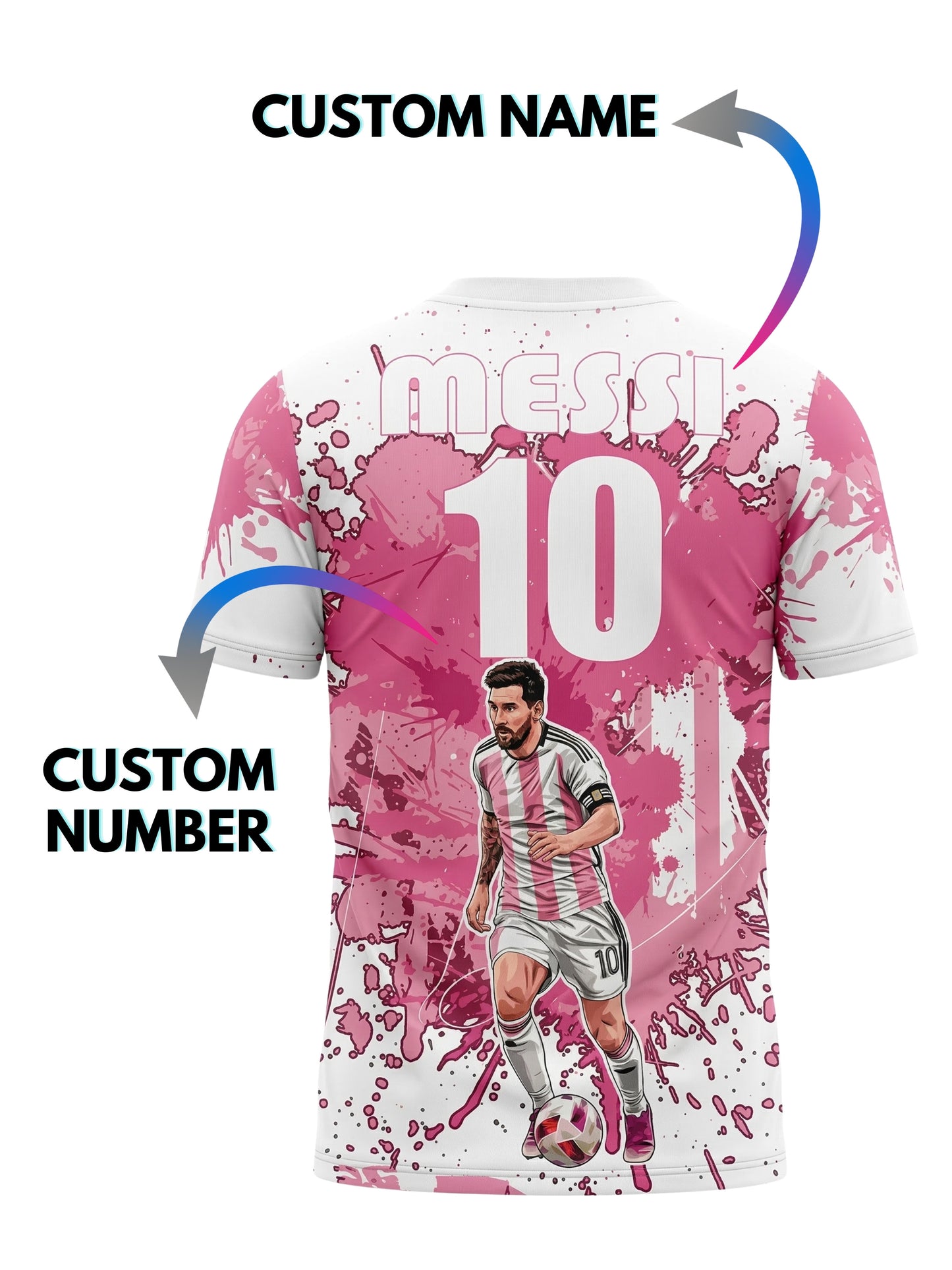 Customized Messi Inspired Name & Number T-Shirt for Men & Boys
