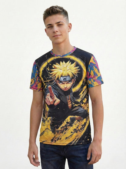 Anime Naruto Graphic Print T-Shirt For Men's/Boy's