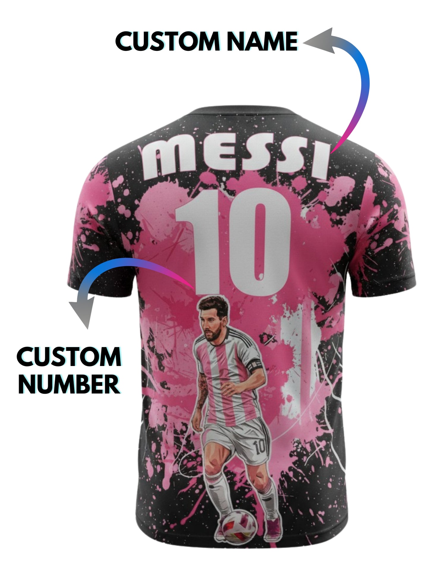Customized Messi Inspired Name & Number T-Shirt for Men & Boys