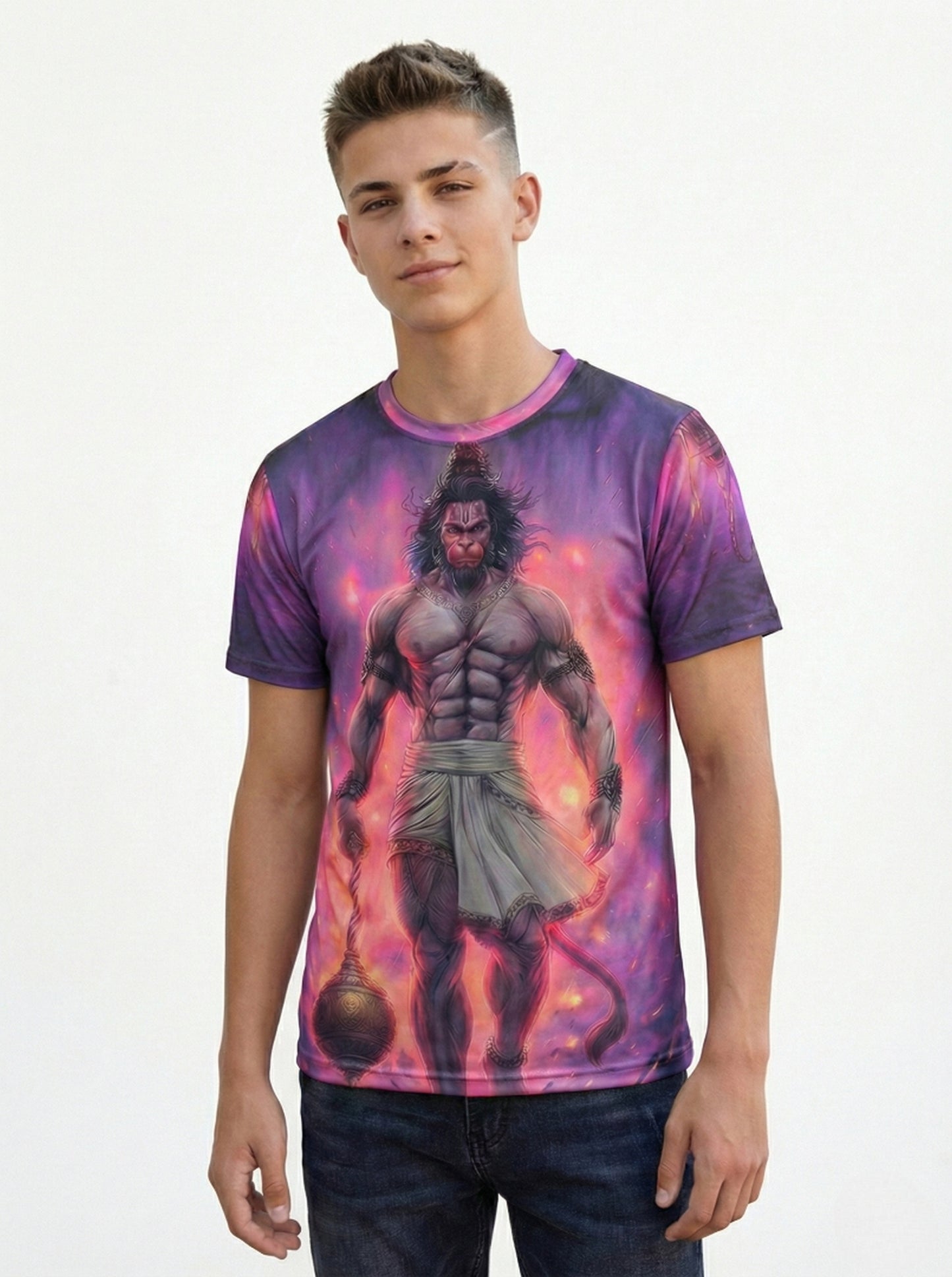 Almighty Immortal Lord Hanuman Graphic T-shirt For Men/Boy's