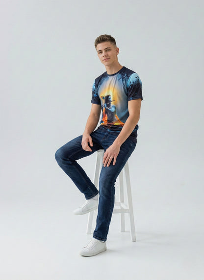 Black Krishna Flute T-shirt For Men/Boy's
