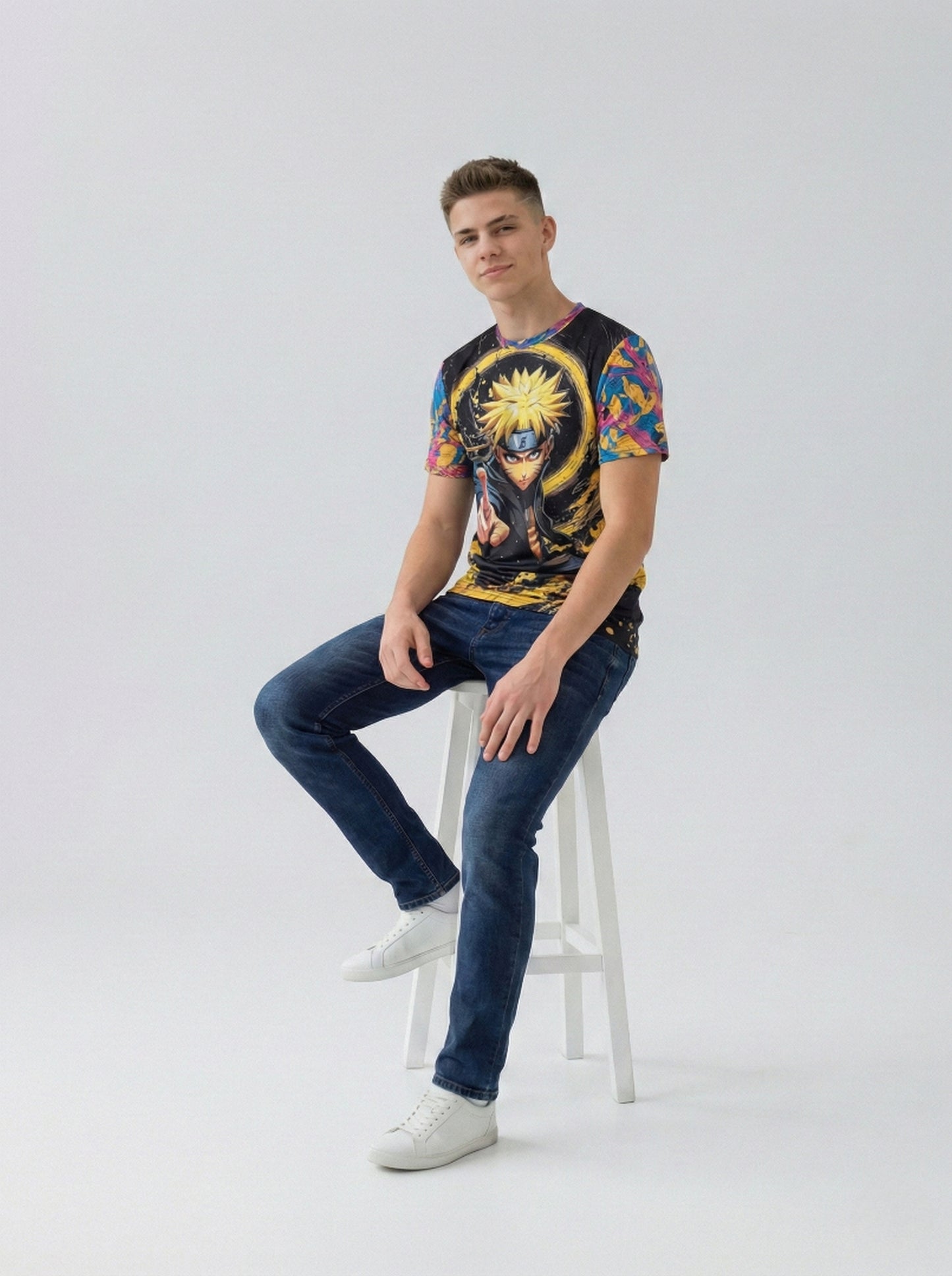 Anime Naruto Graphic Print T-Shirt For Men's/Boy's