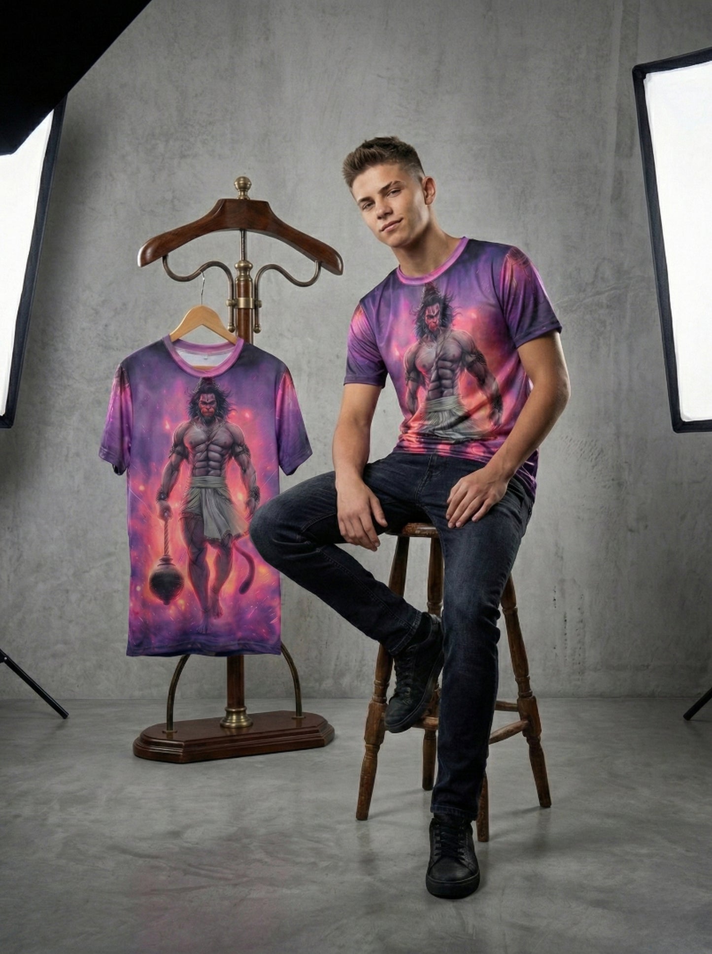 Almighty Immortal Lord Hanuman Graphic T-shirt For Men/Boy's