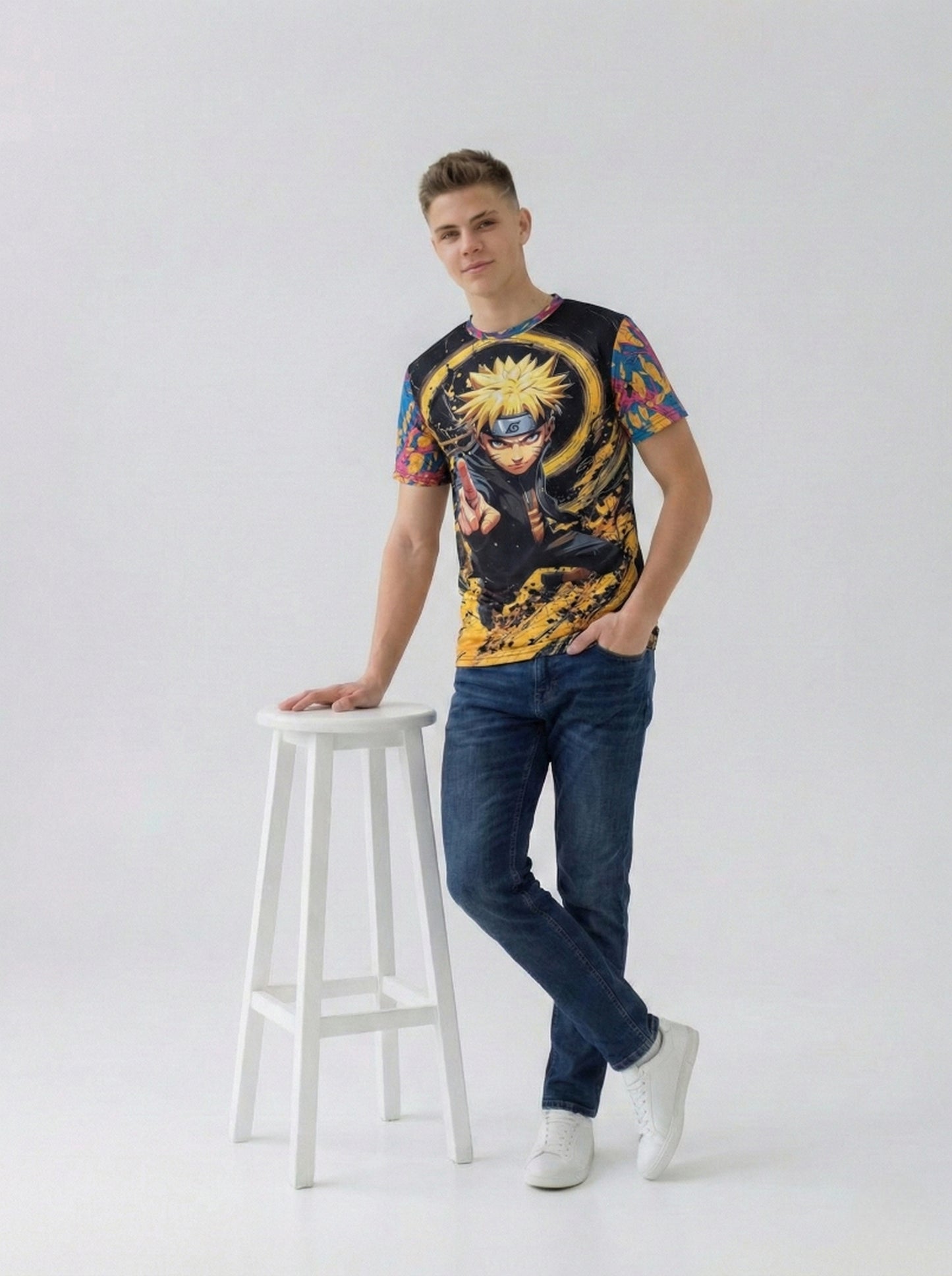 Anime Naruto Graphic Print T-Shirt For Men's/Boy's