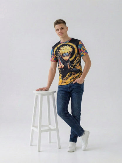 Anime Naruto Graphic Print T-Shirt For Men's/Boy's
