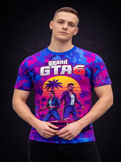 Customized ID or Name GTA Vice City Inspired Gaming T-Shirt For Men & Boys