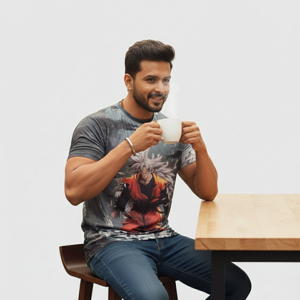 Anime Dragon Goku Character Cool Graphic Print T-Shirt For Men/Boy's