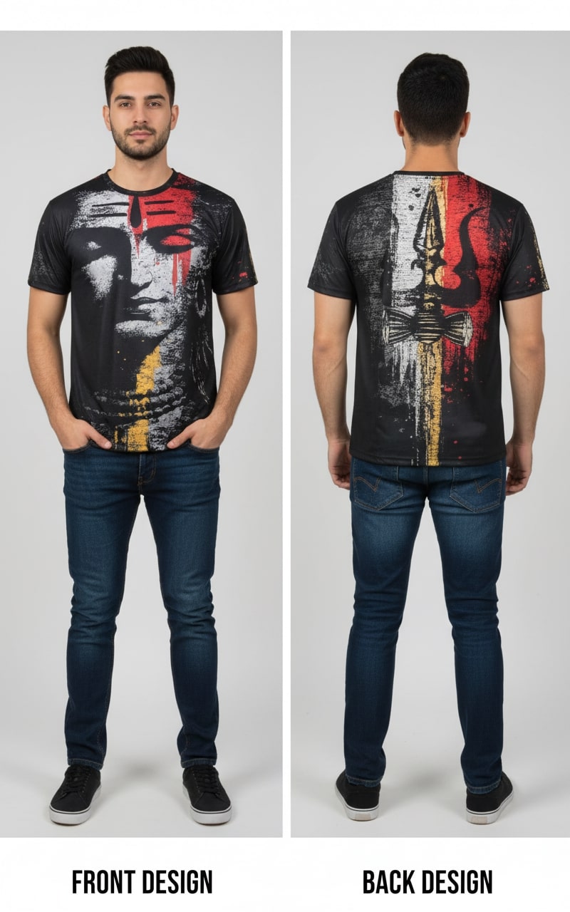 God Lord Shiva Graphic Print T-Shirt for Men/Boy's