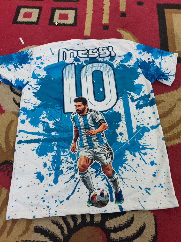 Messi Blue Splash Graphic Print Regular Fit.