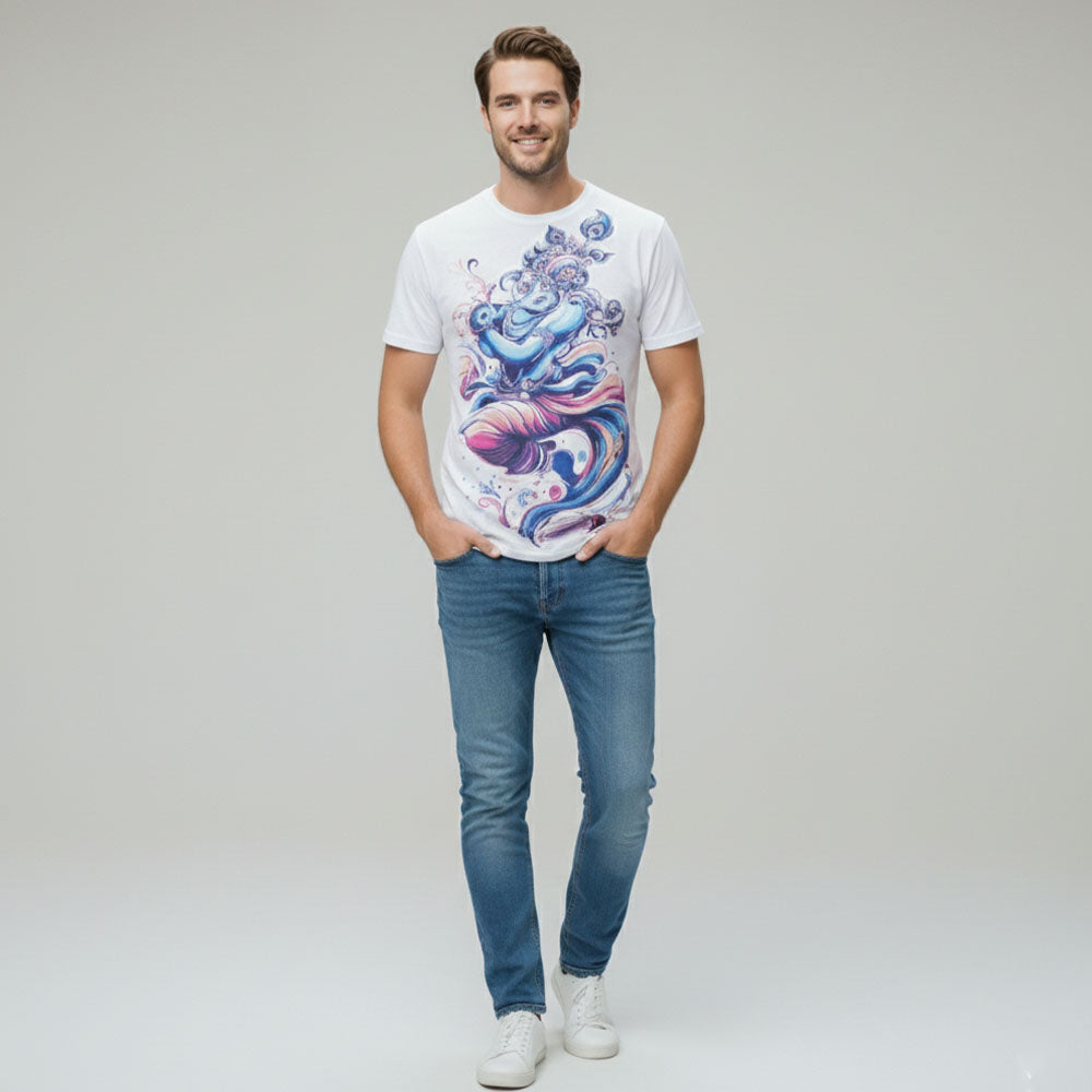 Majestic Lord Shree Krishna Graphic Printed  T-shirt Men/Boy's