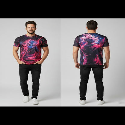 Red Sasuke Uchiha Dark Holographic Graphic Printed T-shirt For Men's/Boy's