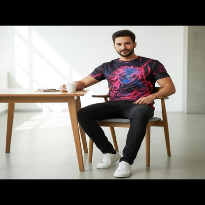 Red Sasuke Uchiha Dark Holographic Graphic Printed T-shirt For Men's/Boy's