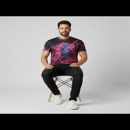 Red Sasuke Uchiha Dark Holographic Graphic Printed T-shirt For Men's/Boy's