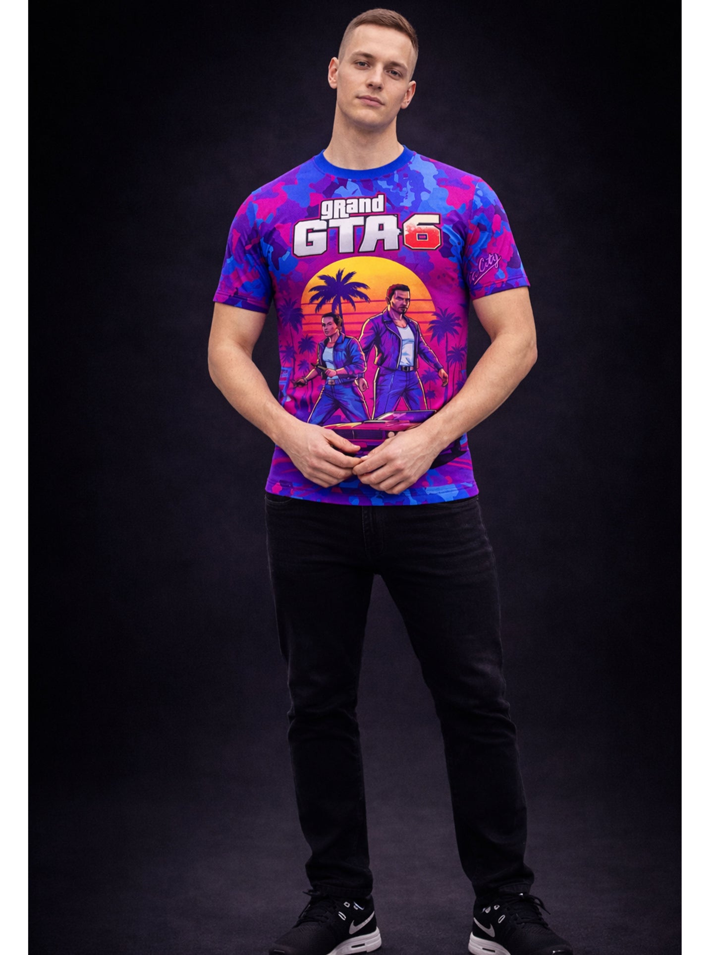 Customized ID or Name GTA Vice City Inspired Gaming T-Shirt For Men & Boys