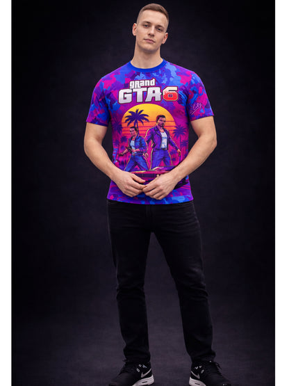 Customized ID or Name GTA Vice City Inspired Gaming T-Shirt For Men & Boys