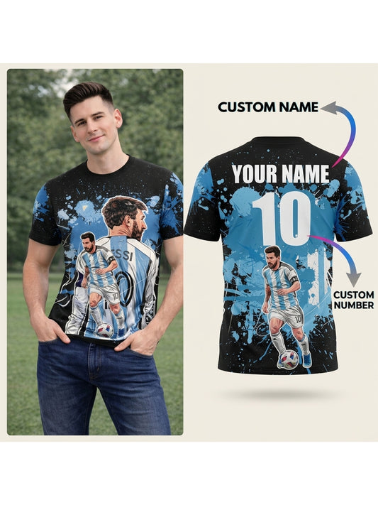 Customized Messi Inspired  Name & Number T-Shirt for Men & Boys