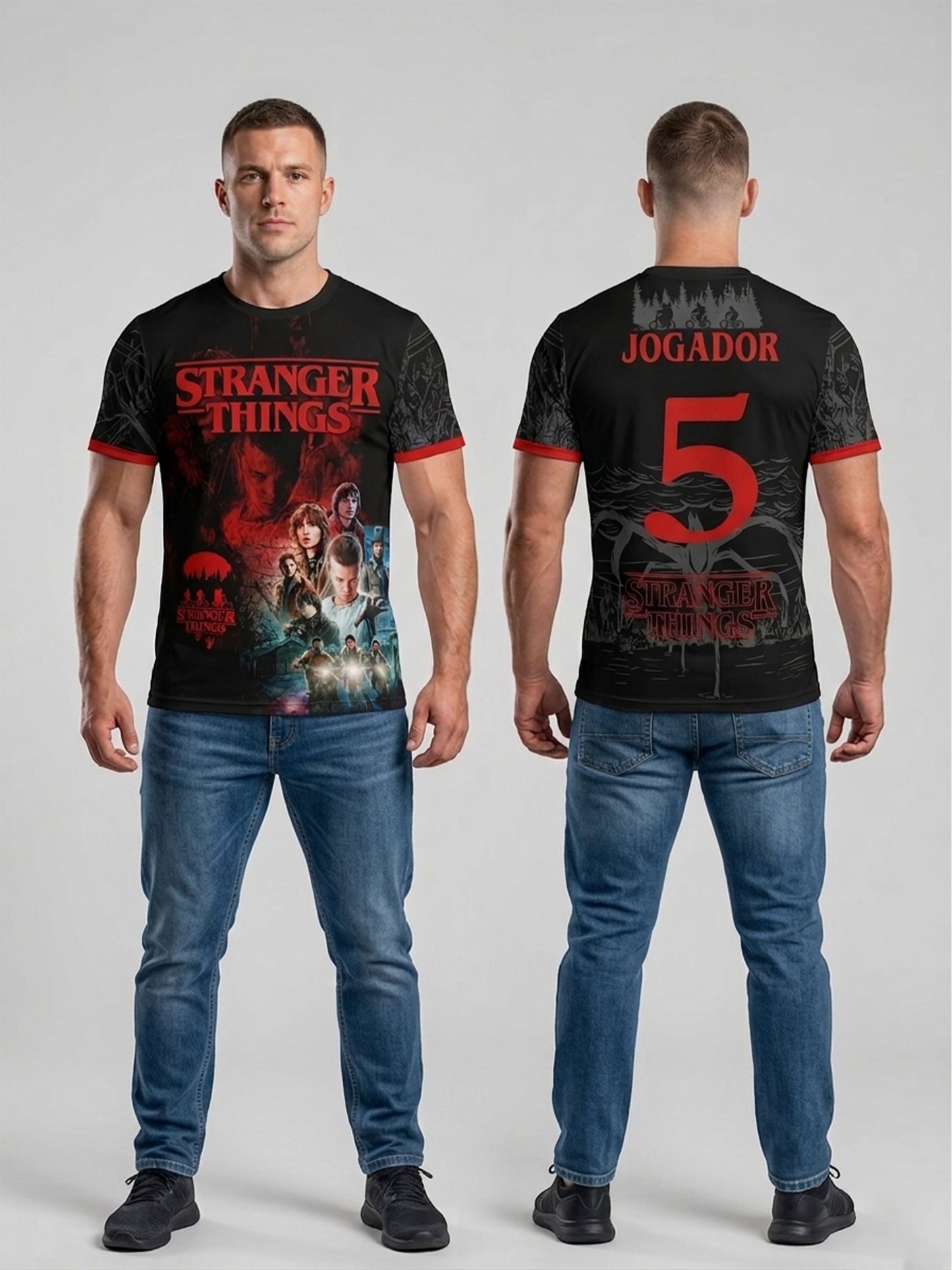 Stranger Things Men's All-Over Print Customized Number Jersey T-Shirt For Men & Boy's