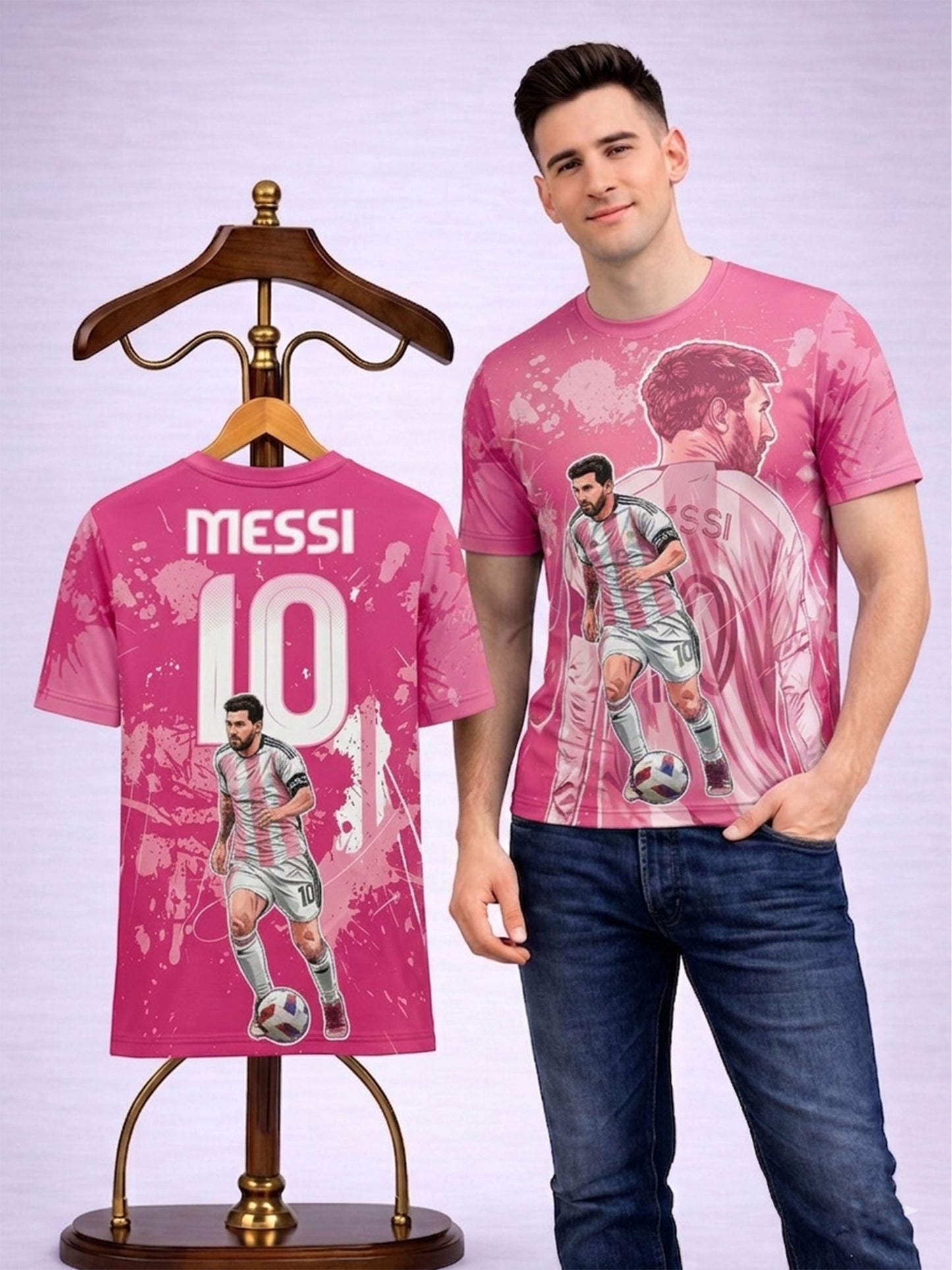 Customized Messi Inspired Name & Number T-Shirt for Men & Boys