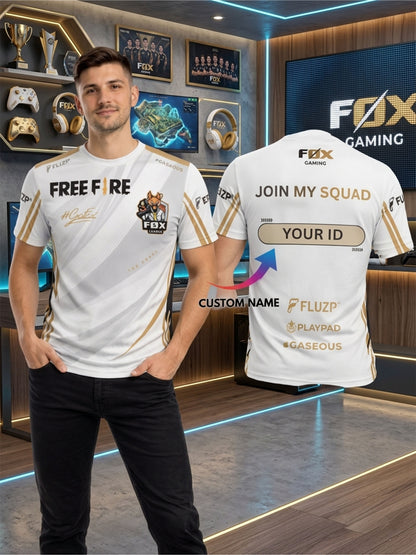 Customized Name or Player ID Jersey Free Fire Gaming T-Shirt for Men & Boys