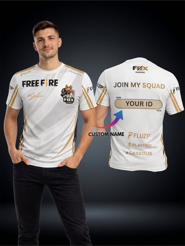 Customized Name or Player ID Jersey Free Fire Gaming T-Shirt for Men & Boys