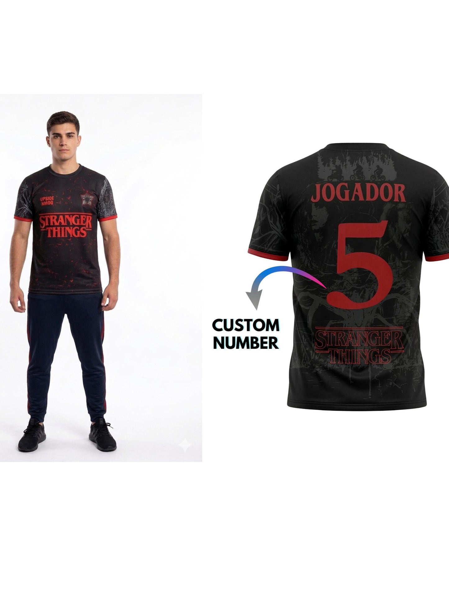 Stranger Things Men's All-Over Print Jogador Customized Number Jersey T-Shirt For Men & Boy's