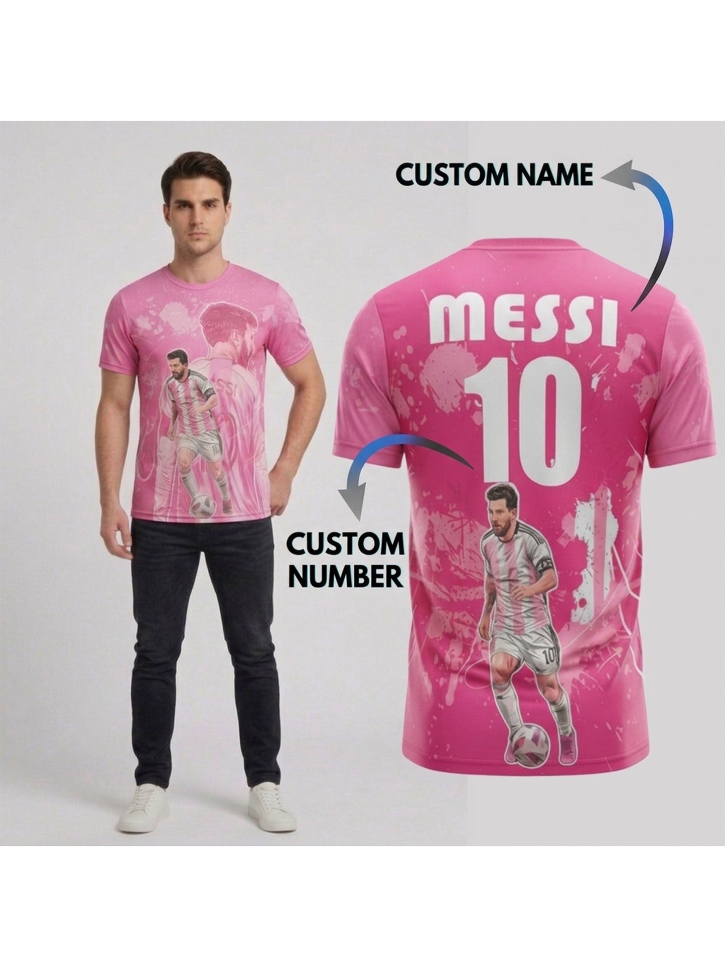 Customized Messi Inspired  Name & Number T-Shirt for Men & Boys