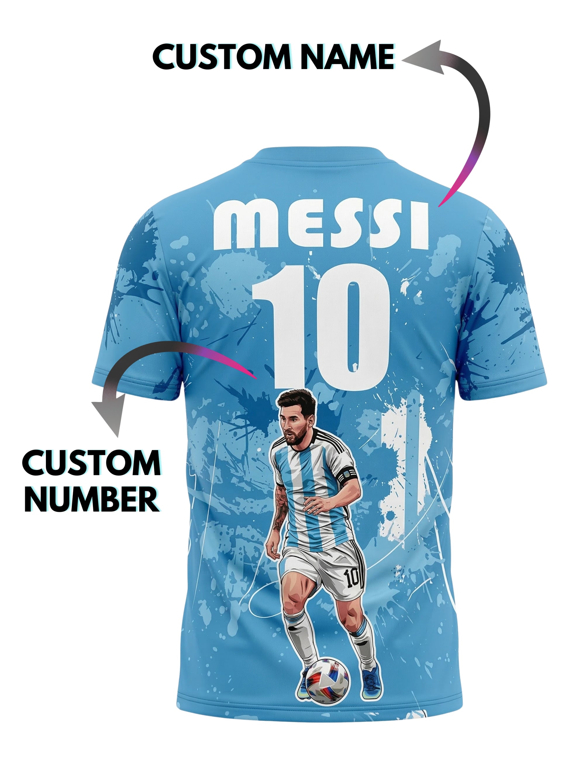 Vendsy Messi Fan T-Shirt with Custom Name & Number – Football Graphic Tee