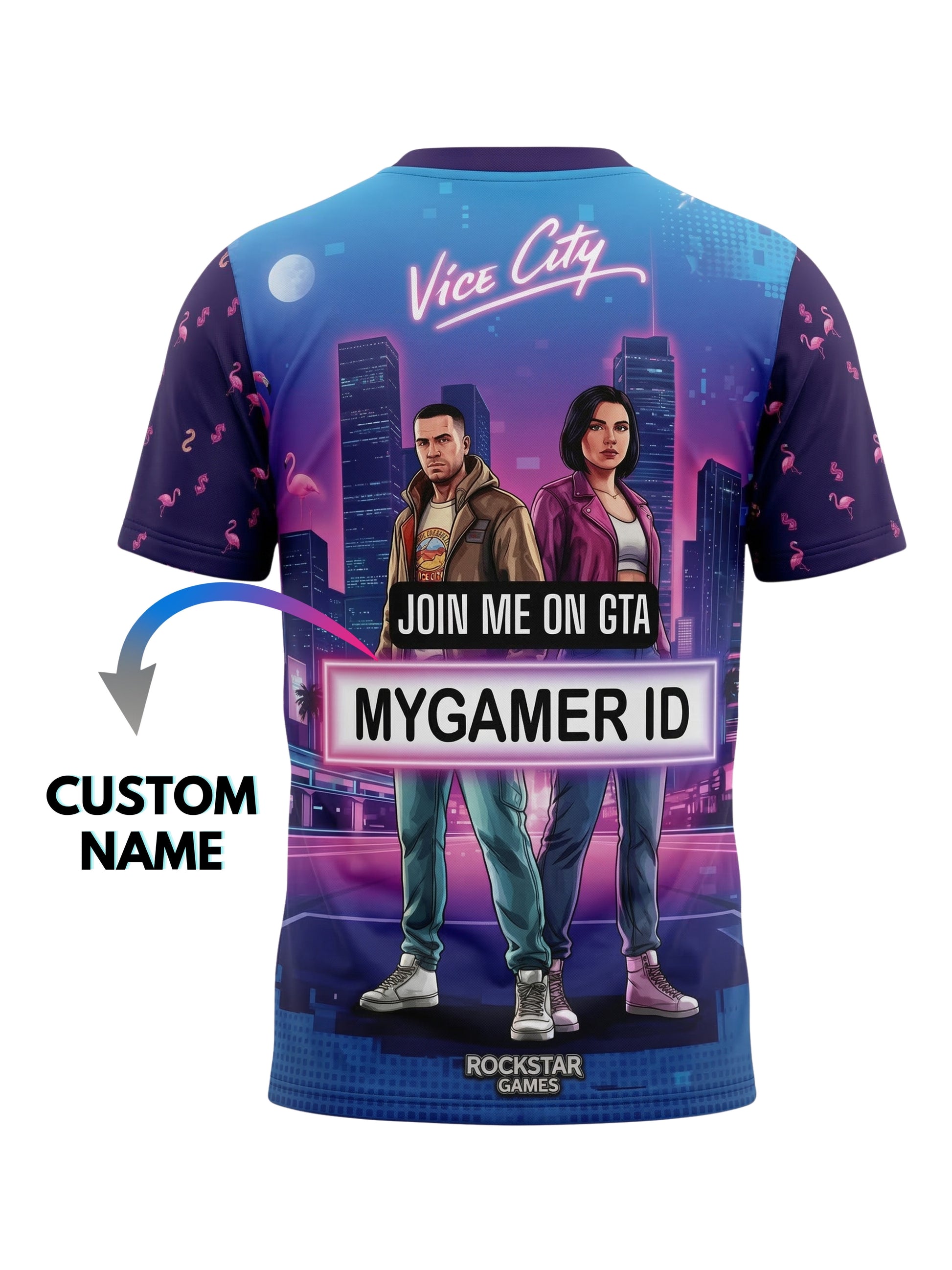 Vendsy GTA 6 T-Shirt with Custom Name – Men's Multicolour Graphic Tee