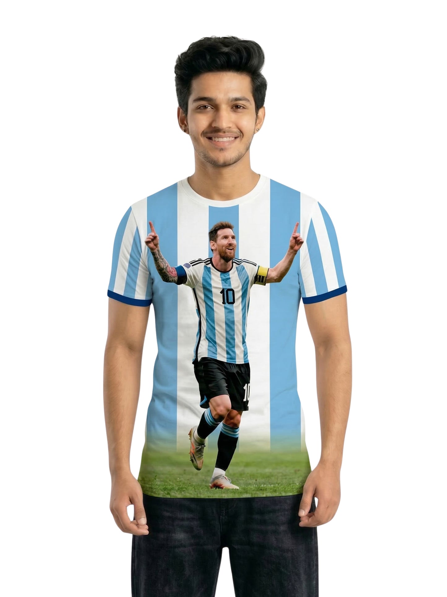 Vendsy Messi Graphic T-Shirt – Black & Red Football Tee for Men