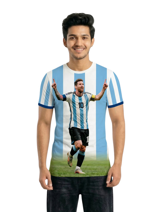 Vendsy Messi Graphic T-Shirt – Black & Red Football Tee for Men
