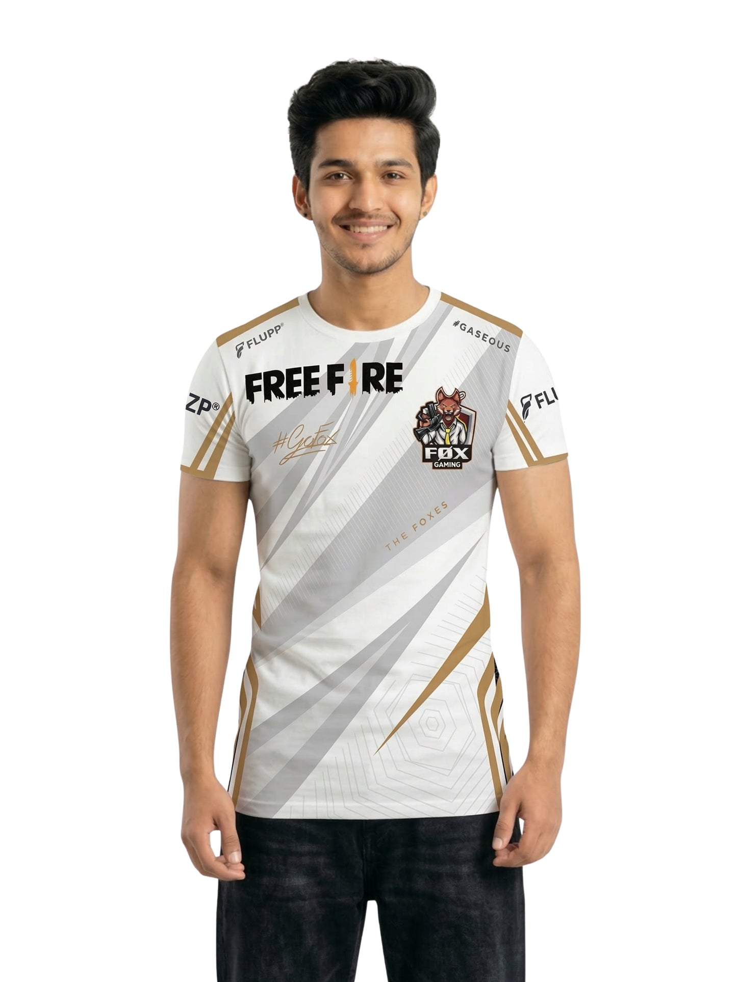 Vendsy Free Fire T-Shirt with Custom Name – White Graphic Tee