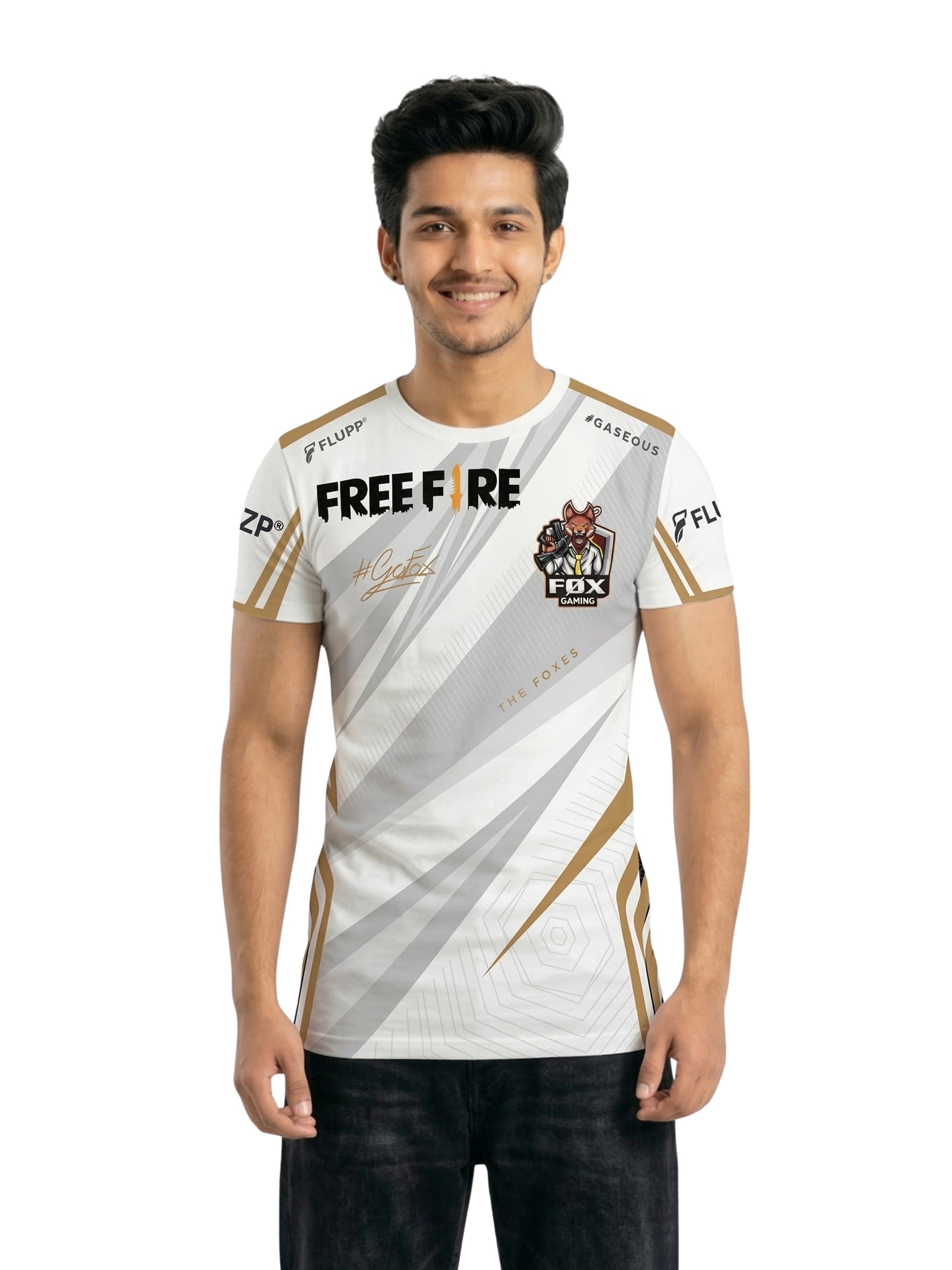 Vendsy Free Fire T-Shirt with Custom Name – White Graphic Tee
