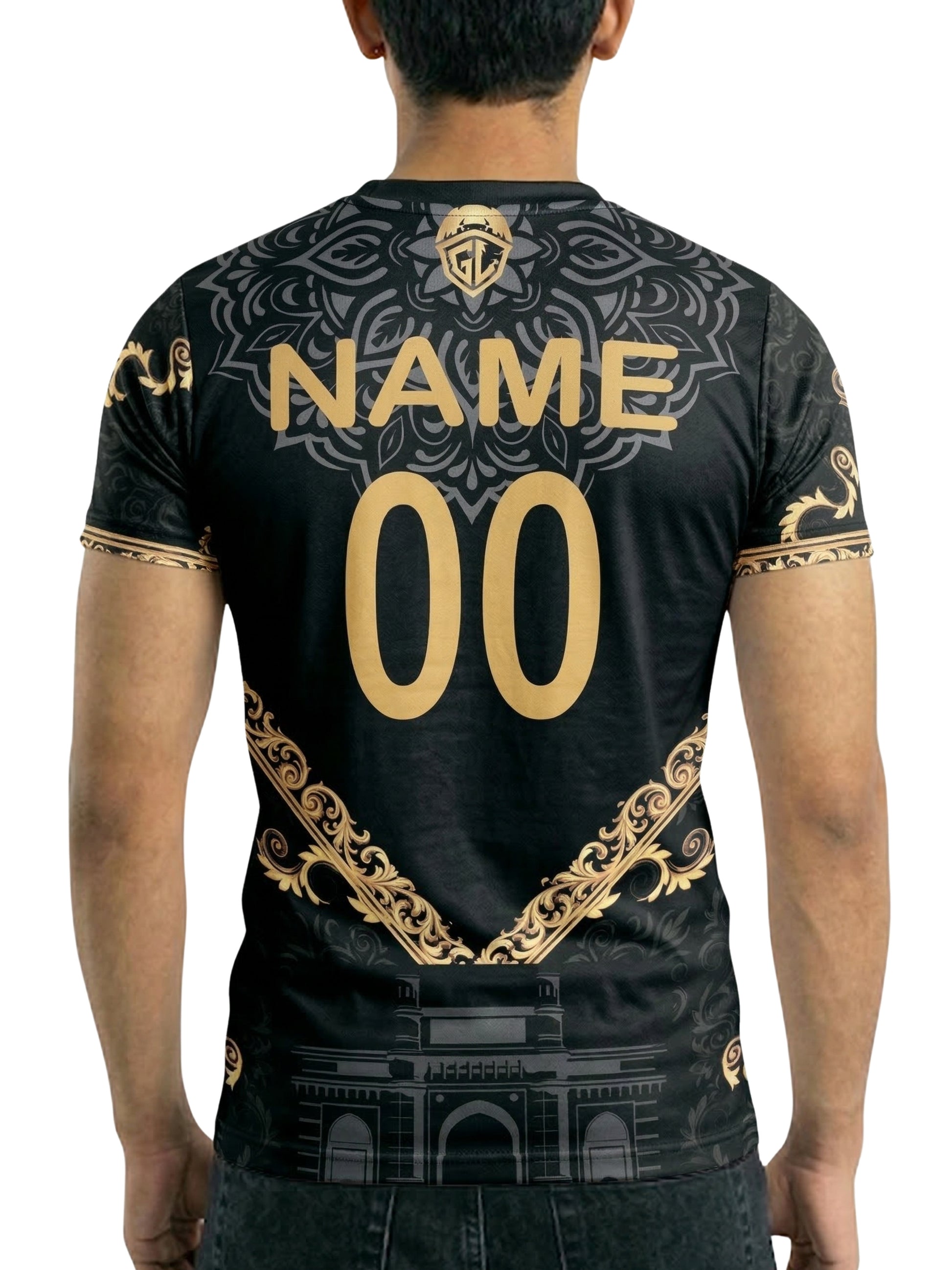 Vendsy Premium T-Shirt with Custom Name & Number – Black & Gold Graphic Tee
