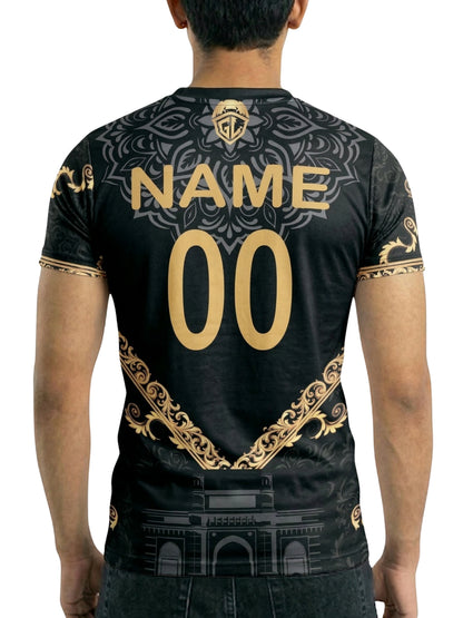Vendsy Premium T-Shirt with Custom Name & Number – Black & Gold Graphic Tee