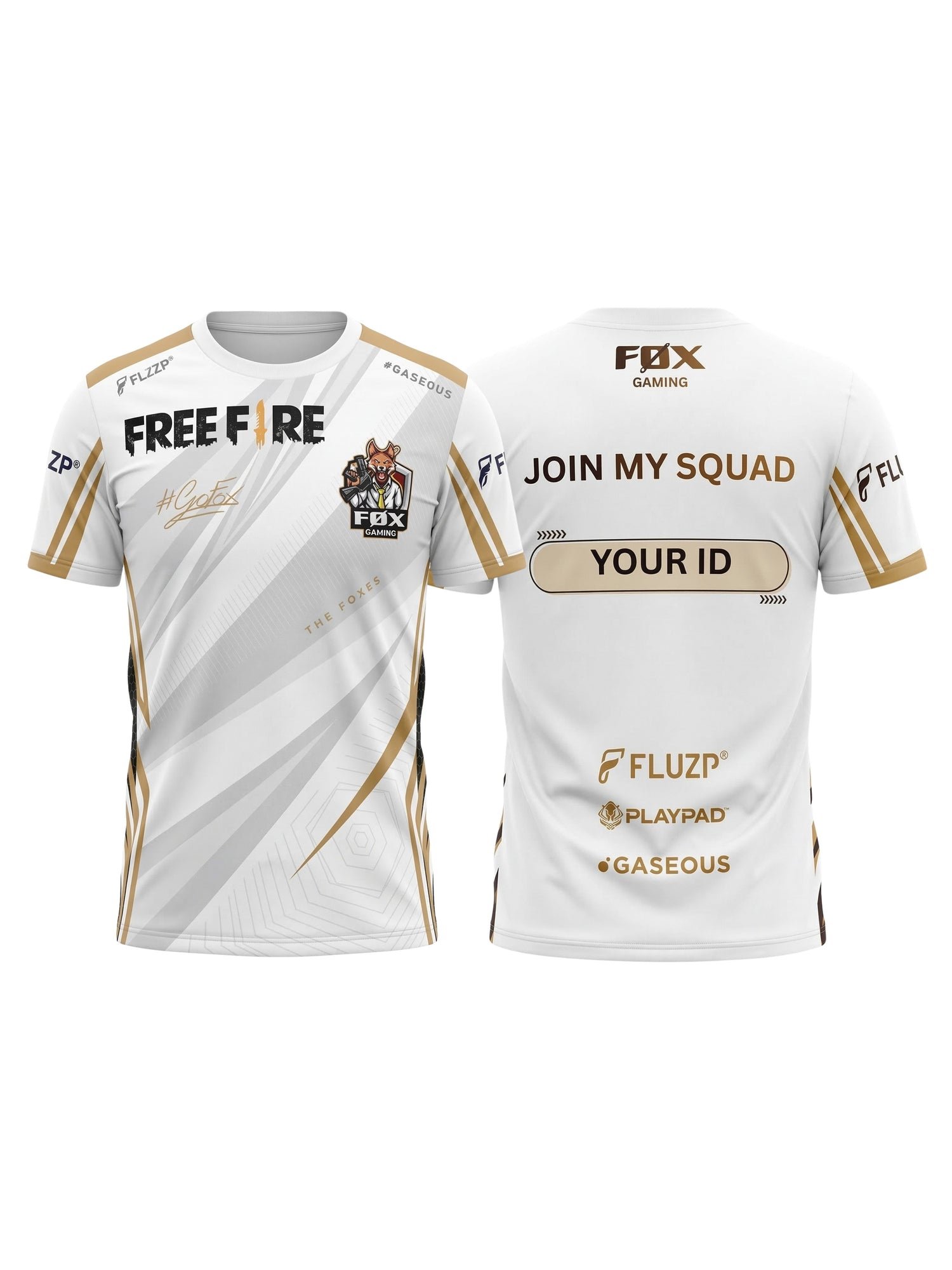 Vendsy Free Fire T-Shirt with Custom Name – White Graphic Tee