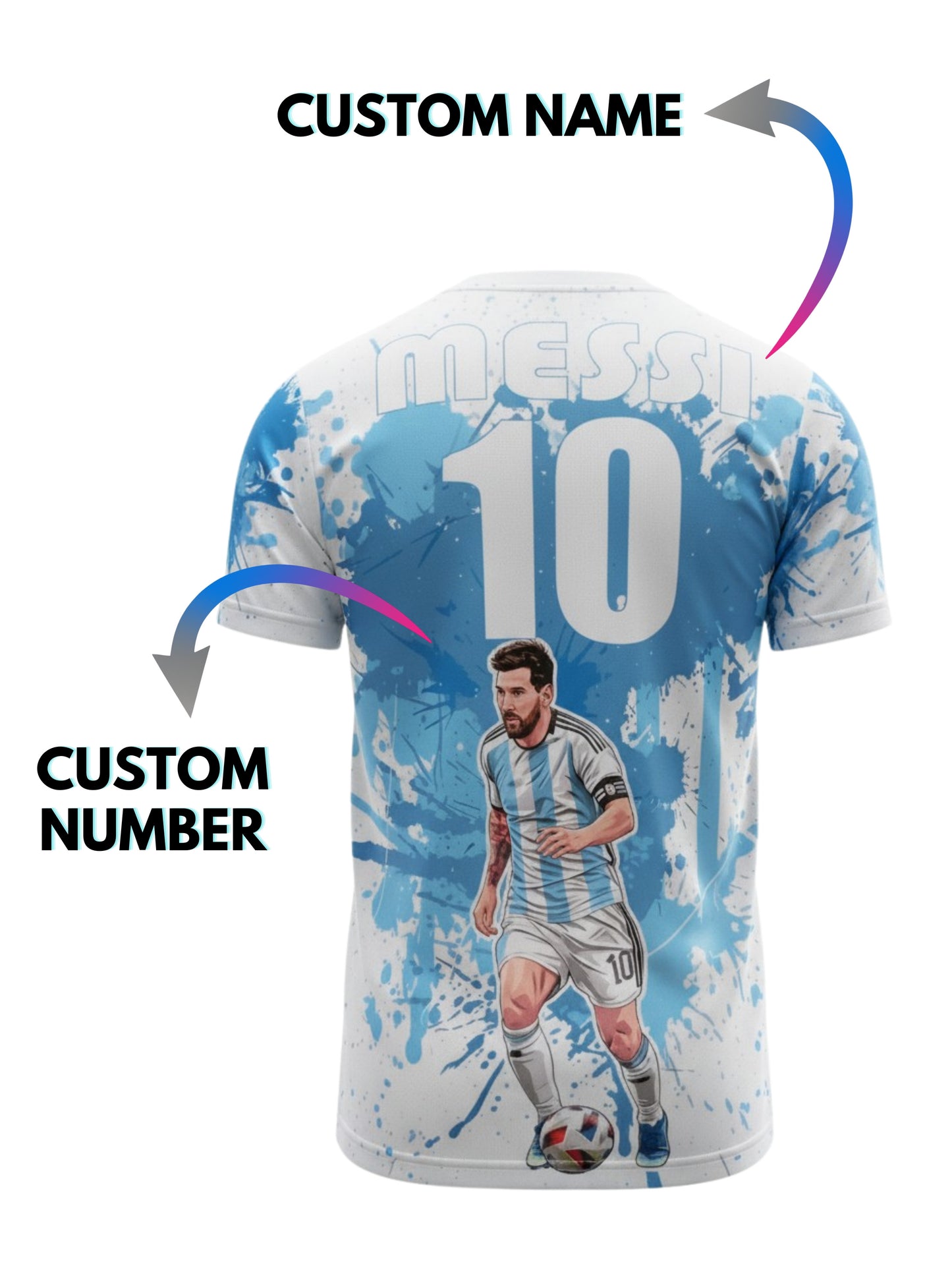 Vendsy Messi GOAT T-Shirt with Custom Name & Number – Men's Football Tee