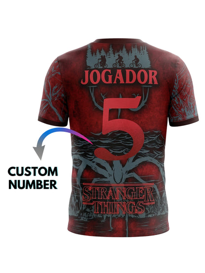 Vendsy Stranger Things T-Shirt with Custom Number – Black & Red Graphic Tee