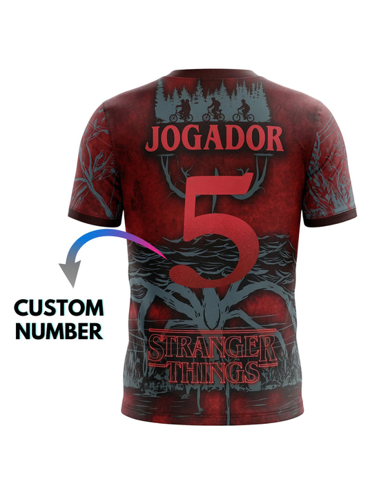 Vendsy Stranger Things T-Shirt with Custom Number – Black & Red Graphic Tee