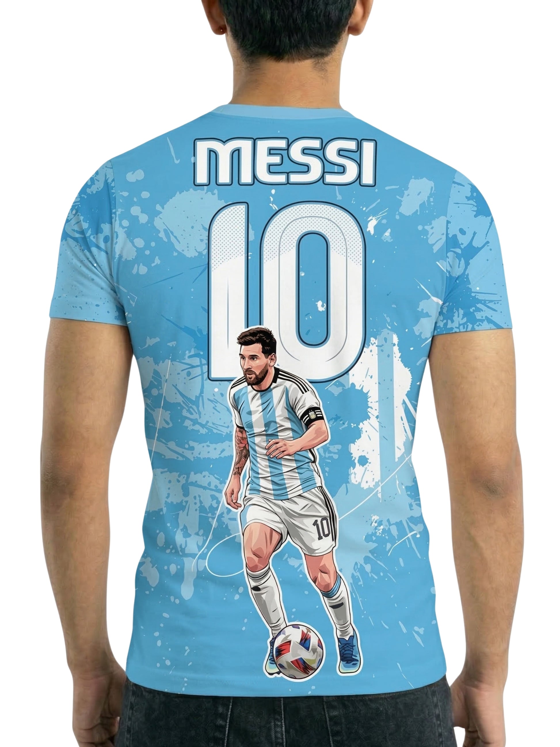 Vendsy Messi Design T-Shirt – Multicolour Football Graphic Tee