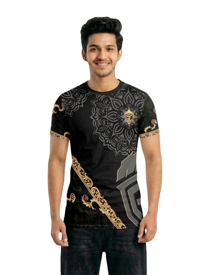 Vendsy Premium T-Shirt with Custom Name & Number – Black & Gold Graphic Tee