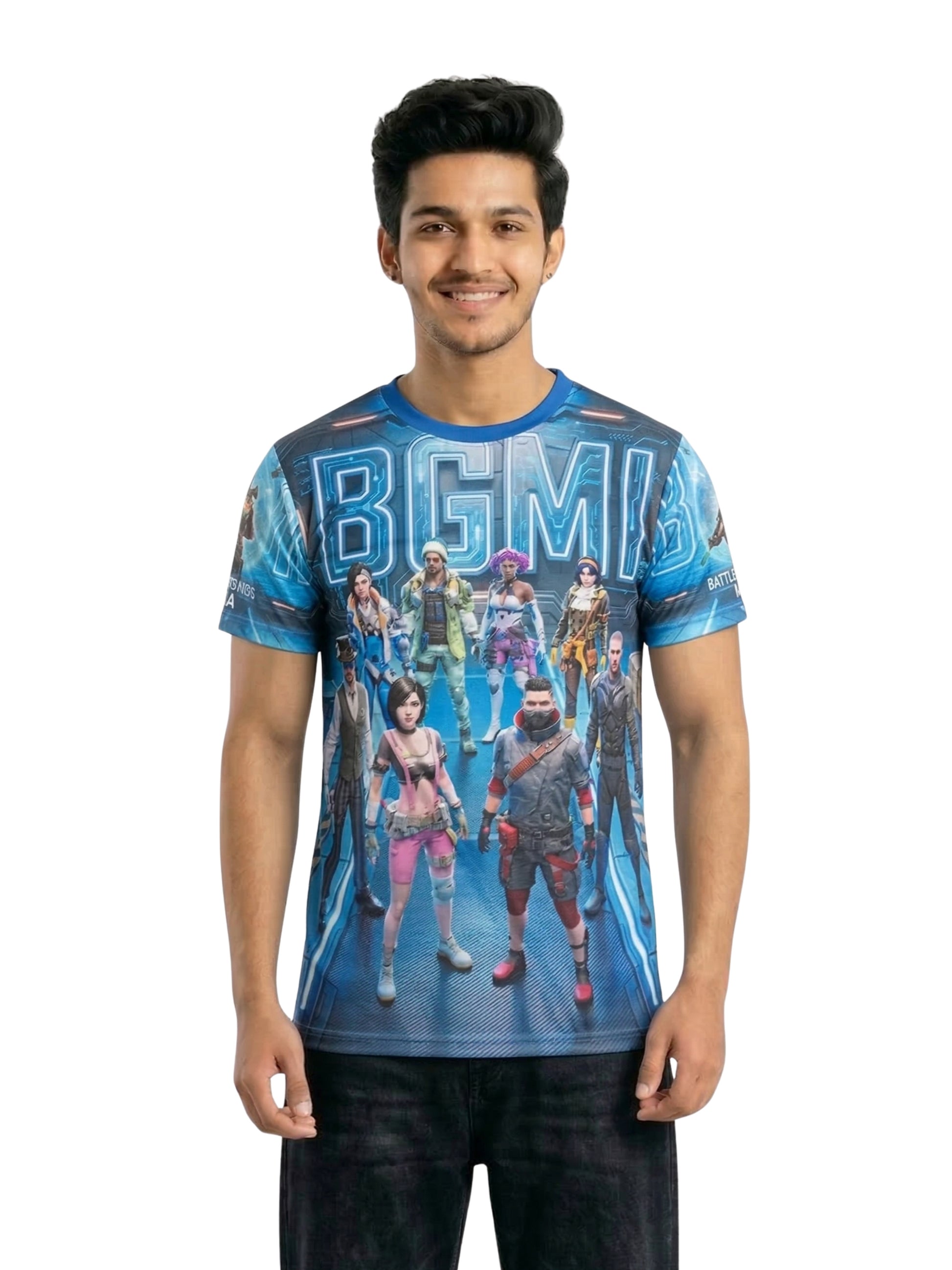 Vendsy BGMI Graphic T-Shirt – Blue Polyester Tee for Men