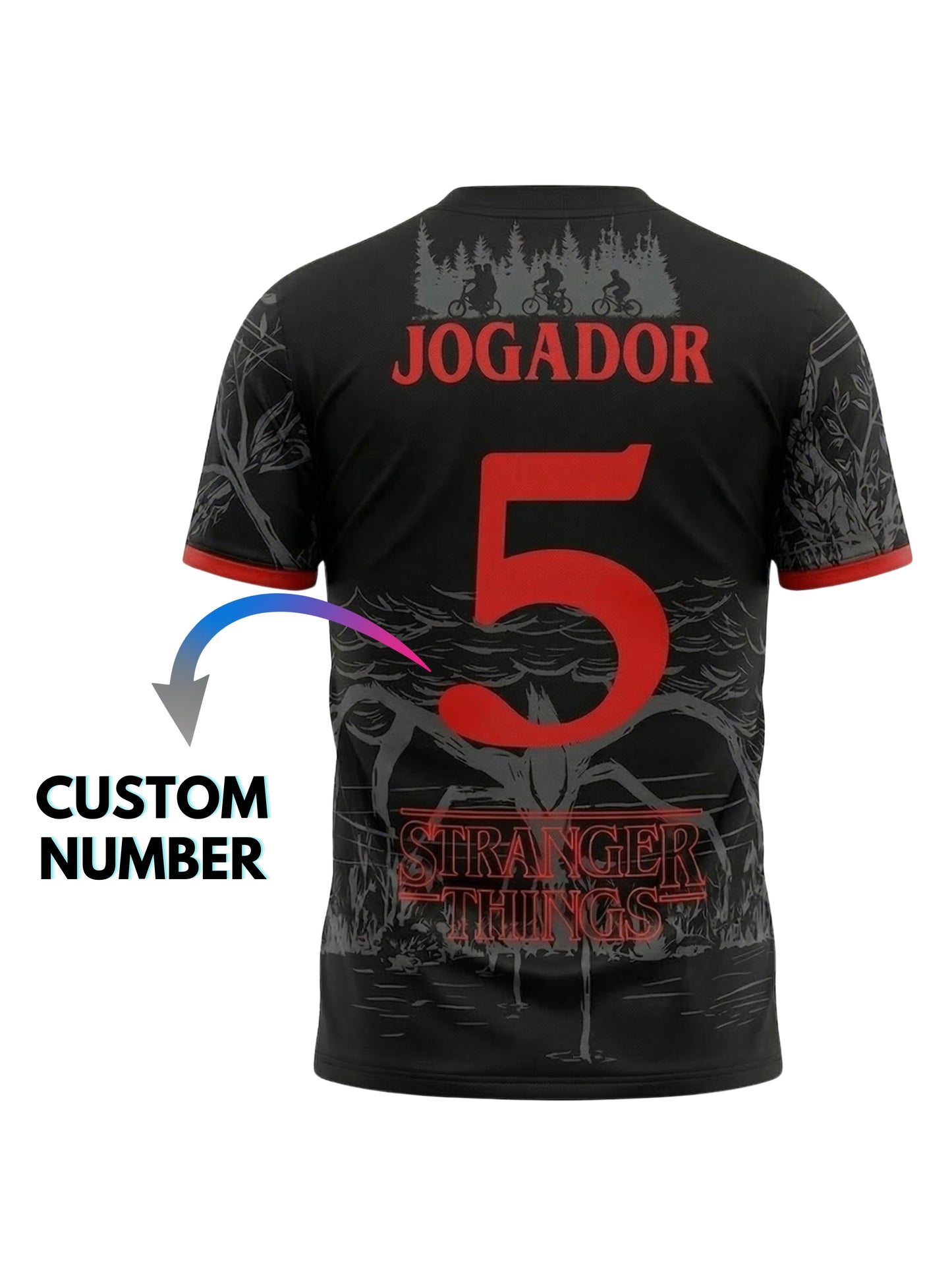 Vendsy Stranger Things T-Shirt with Custom Number – Black & Red Fan Tee